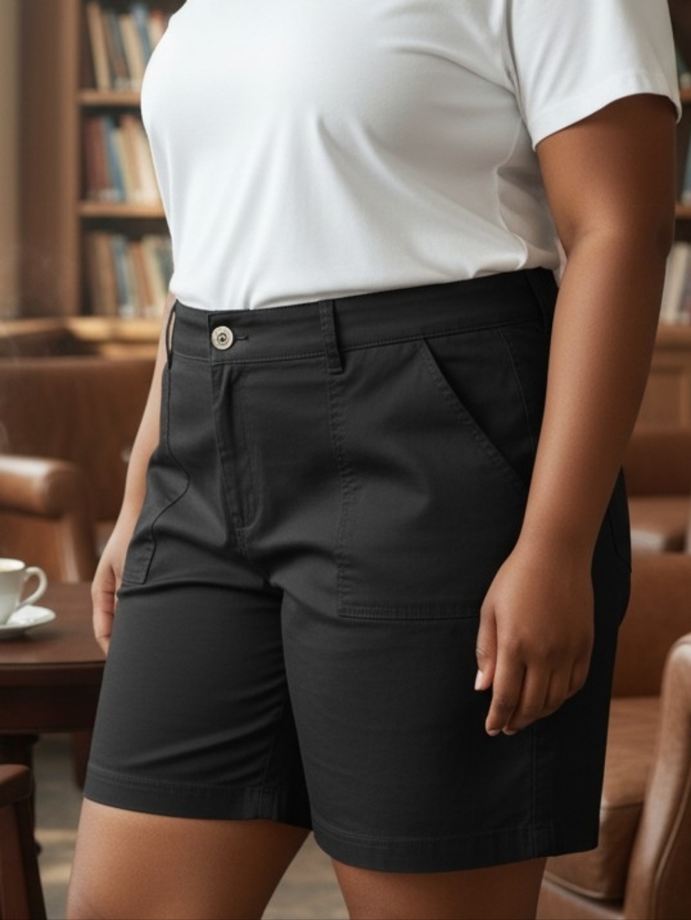 NEW! Lee Women's Black Bermuda Shorts with Patch Pockets 4521